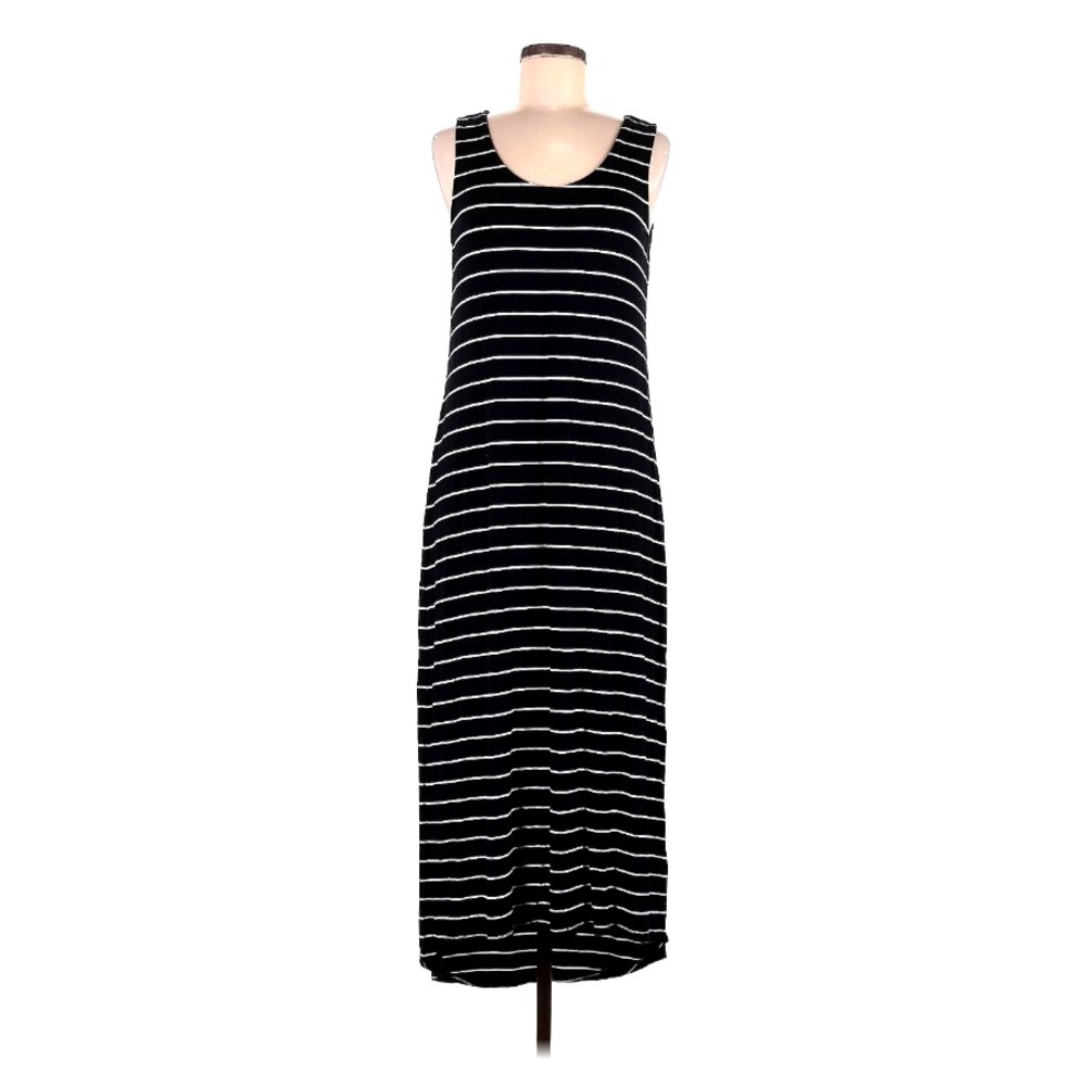 C&C California Maxi Dress Womens M Black White Nautical Striped Beach Coastal